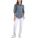 thumbnail image 2 of Camisa de mezclilla INSPIRE CHIC para mujer con mangas abullonadas 3/4, cuello y botones, en color gris azul, 2 of 6