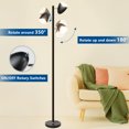thumbnail image 3 of Depuley 65.3" Moderne Lampadaire 3-Light Lecture Arbre Debout Light avec des Têtes Métalliques Réglables Noir Haut LED Éclairage E26 Base (Ampoules Comprennent), 3 of 7