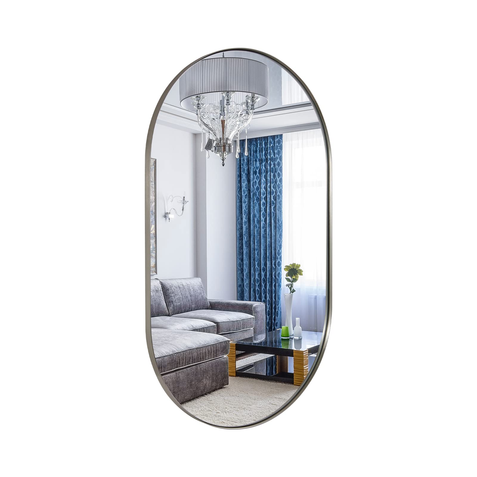 ANDY STAR Brushed Nickel Mirror for Bathroom, 24x40 Inch Nickel Mirrors