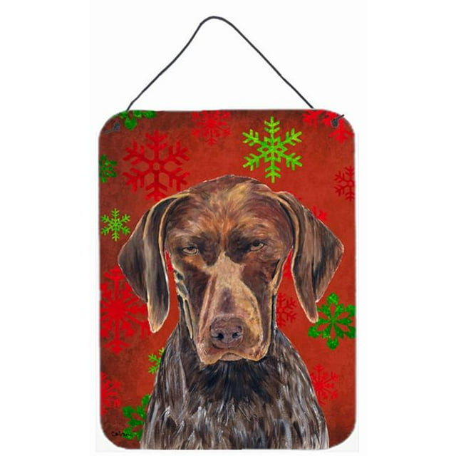 Carolines Treasures SC9435DS1216 12 x 16 Po. Flocons de Neige Rouges German Shorthaired Pointer Impressions Murales Ou de Porte en Métal Aluminium de Noël