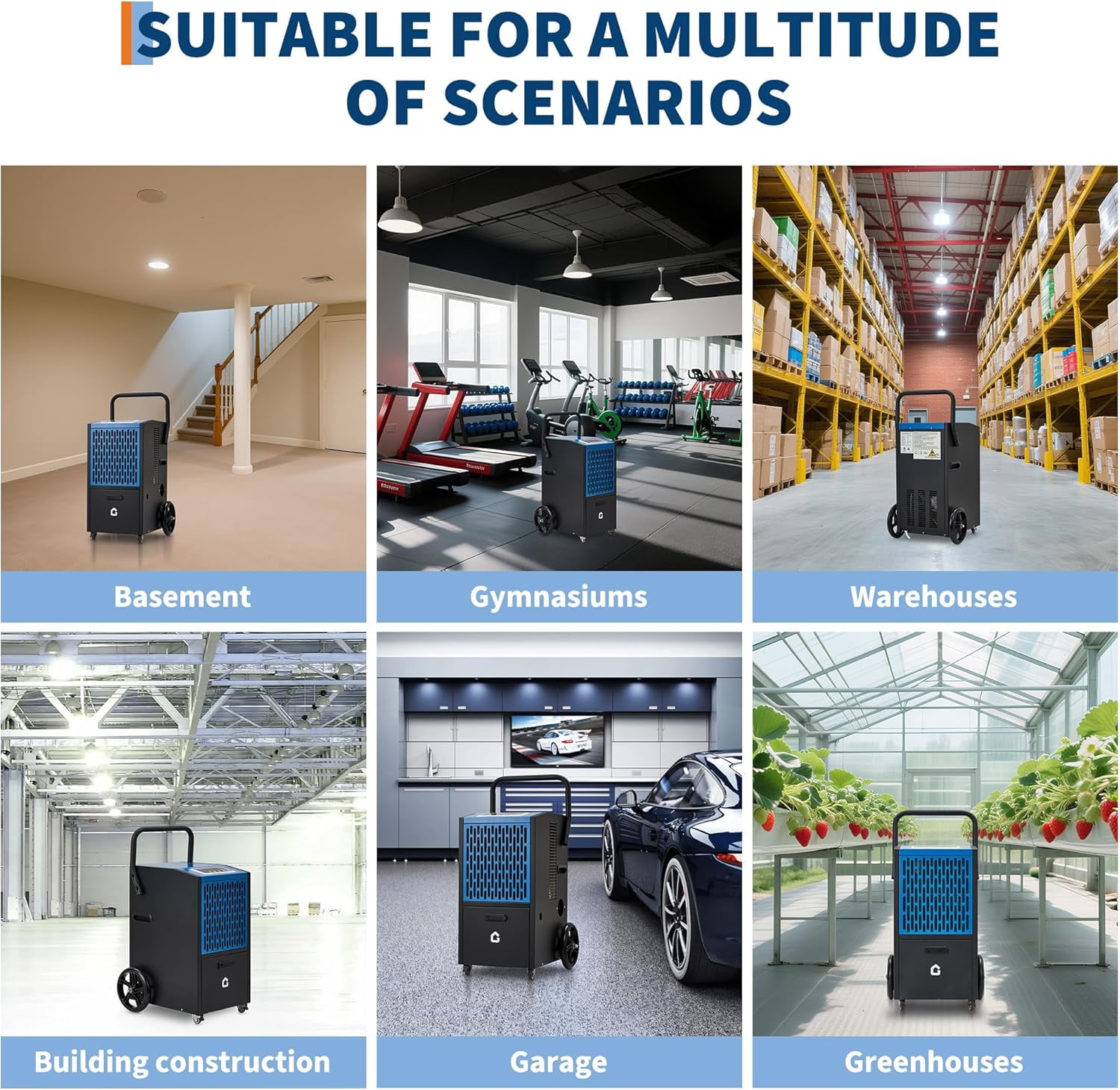 Zzistar Commercial Dehumidifier for Basement, Large Space,8000 Sq.Ft ，105 Pint Dehumidifier with Drain Hose, Timer and 4 Wheels，24H Timer, Child Lock