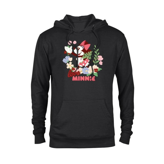 Disney Love Minnie Mouse Botanical Garden Flowers Spring - Pullover Hoodie for Adults - Customized-Black