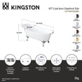thumbnail image 4 of Aqua Eden VCT7D673122ZB8 67-Inch Cast Iron Oval Single Slipper Clawfoot Tub (7-Inch Faucet Drillings) in White/Brushed Nickel, 4 of 6