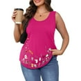 thumbnail image 6 of Tiqkatyck Tank Tops for Women Trendy Women's 2025 Chic Round Neck Short Sleeve Shirts 2D Printed Casual Loose Fit Vest Sleeveless Tunic Tops Summer Tops for Women Hot Pink XL, 6 of 7