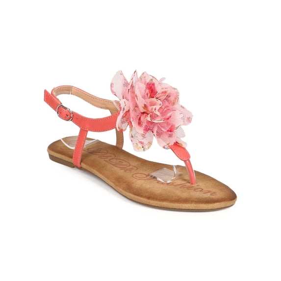 New Women DbDk Fannyy-9 Flower Chiffon Slingback Slingback Thong Sandal Size