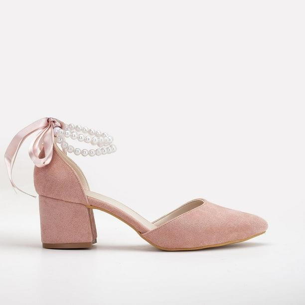 Miranda - Zapatos de tacón rosa con perlas rosa 26 CM
