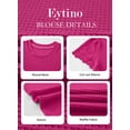 thumbnail image 3 of Eytino Womens Waffle Knit Jacquard Tops Casual Crewneck Short Sleeve Shirts Solid Summer Blouses Rose Red L, 3 of 10