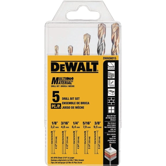 DEWALT 5PC Multi Drill Bit Set5 — Professional & DIY Use, Standard Battery Platform