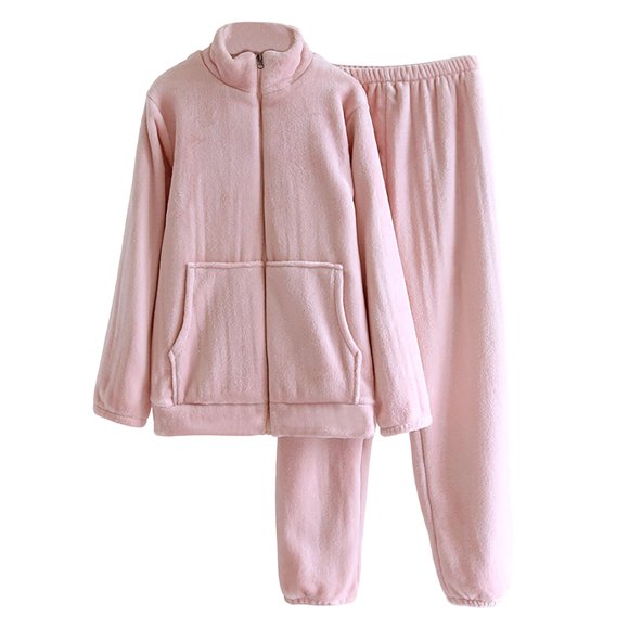Womens Pajama Sets Women's Casual Solid Color Turndown Collar Long Sleeve Coat and Pants Pajama Suit Set Womens Pajama Pants