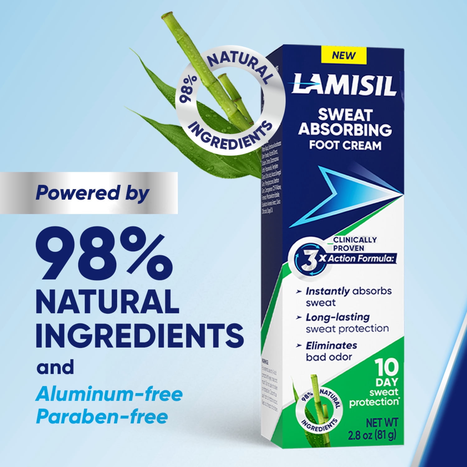(2 pack) Lamisil Sweat Absorbing Foot Cream, 2.8 oz, Instantly Absorbs Sweat, Long-Lasting Protection