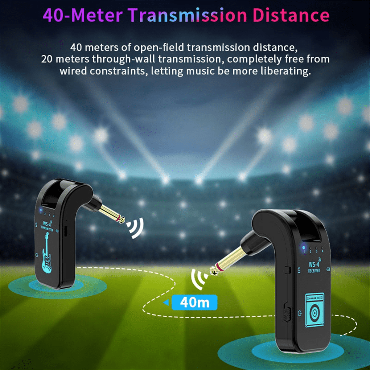 New 2.4G Guitar Wireless Transceiver Electric Blowpipe Audio Transmission Transceiver 8 Channels Duration 10 Hours A,1 * receiver 1 * transmitter 1 * data cable,Black