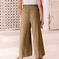 thumbnail image 3 of Wiyuqeen Women's Loose Linen Pants Casual Lightweight Elastic Waist Lounge Pants Wide Leg Trousers with Pocket Summer Trendy Baggy Beach Long Pant, 3 of 7