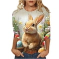 thumbnail image 2 of Fartey Happy Easter Shirts for Women Plus Size 3/4 Sleeve Tunic Tops Soft Comfy Crew Neck Bunny Graphic Tees Slim Fit Summer Blouse Dressy Casual Holiday T Shirts Multicolor S-5XL, 2 of 5