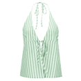 thumbnail image 3 of DHFJKG Women's Sexy Halter Backless Tank Top Striped Deep V Neck Lace Up Crop Cami Shirts Summer Beach Vacation Clothes Comfortable Tops, 3 of 7