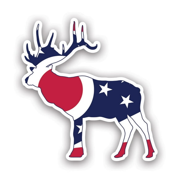Ohio Deer Shaped Flag Sticker Decal - Self Adhesive Vinyl - Weatherproof - Made in USA - v2 oh stag hunter hunting archery antlers outdoors explore