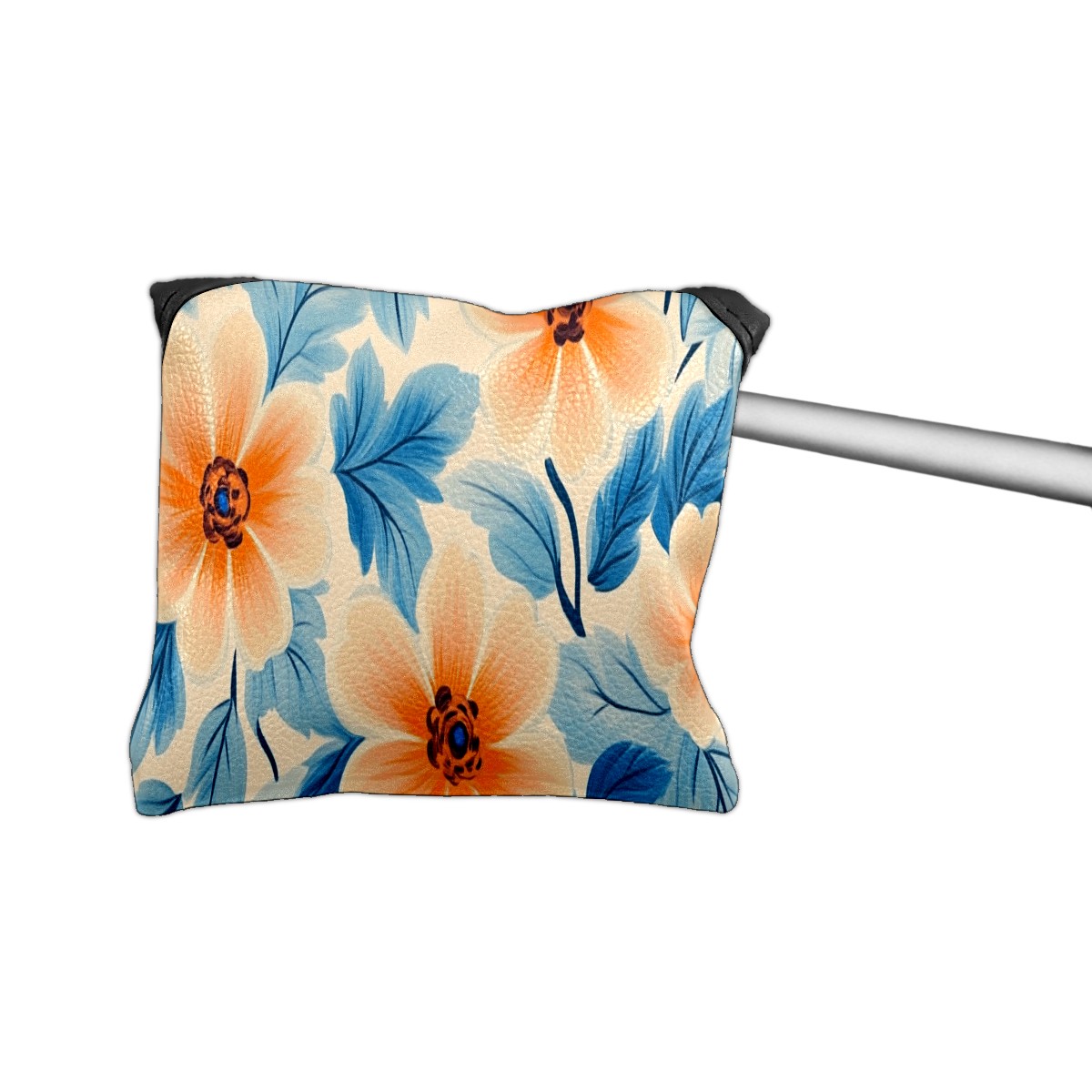 Golf Mallet Putter Cover Premium Leather Waterproof Golf Putter Head Cover with Magnetic Closure Peach and Blue Florals
