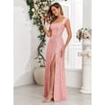 thumbnail image 5 of Beauty-Emily Women’s Glitter Square Neck A-Line Maxi Dress with Side Split, Elegant Evening Gown for Wedding, Party, Prom, Birthday & Formal Events, 5 of 7