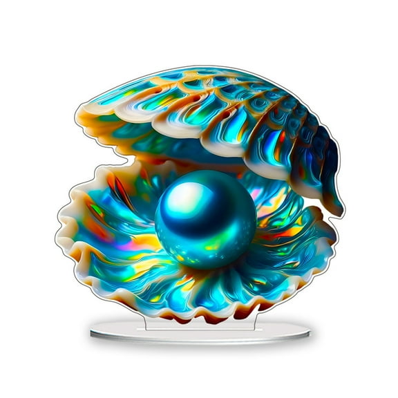 JoyMoreHome Acrylic Nacre Sculpture Desktop Decoration: Captured Ocean Elegance in Pearl & Shell