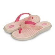 Floopi Flip Flops for Women Durable Memory Foam Textured Insole Sandals Ladies Beach Sandals with Indoor & Outdoor Anti Skid Soles, Color Pink, Size 7