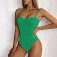 thumbnail image 2 of Fesfesfes Women's Sexy Sling One-piece Swimsuit Waist Hollow Swimwear High Waist Cut Swimsuit Solid Color Monokini, 2 of 9