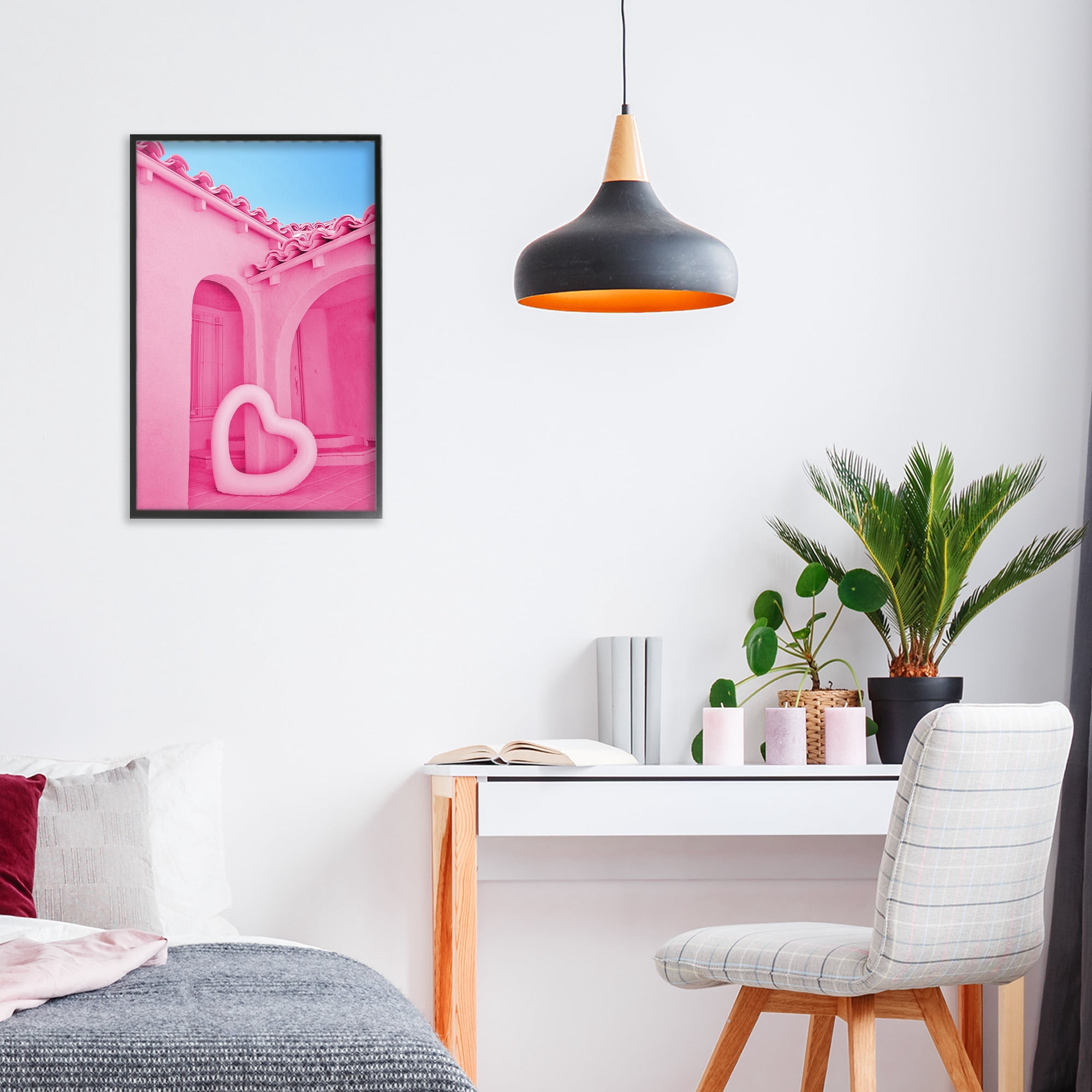 Stupell Industries Pink Pop Heart at Villa Black Framed Giclee Art, design by LISH Creative