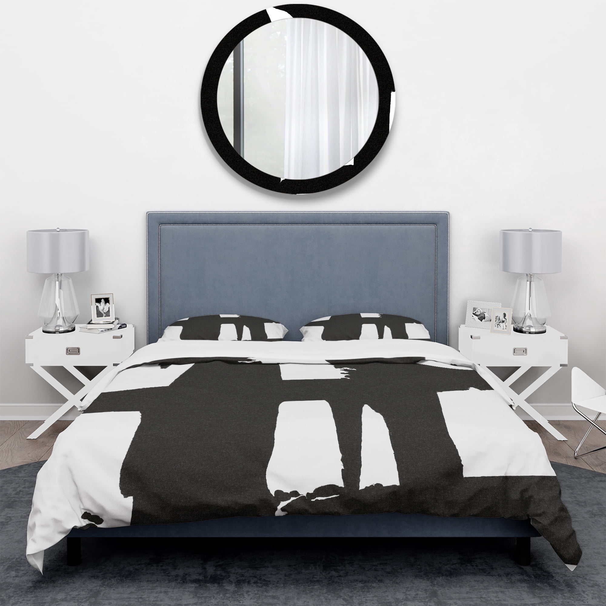 Designart 'Black & White Crossing Paths II' Geometric Duvet Cover Set