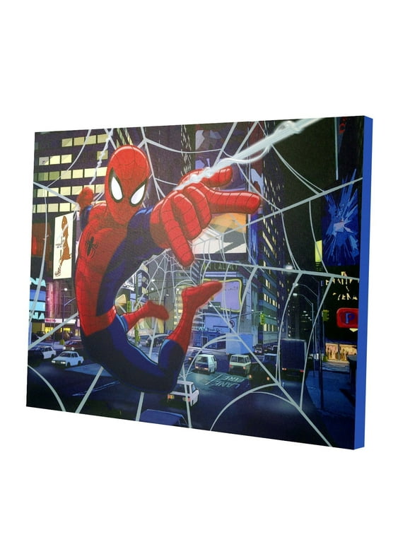 Marvel Spiderman Light Up Canvas Wall Art with BONUS LED Lights