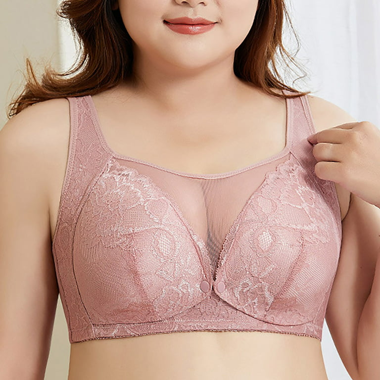 CLZOUD Full Support Bras for Women Hot Pink Ladies' Solid Breastfeeding Bra  Front Vest Non Rim Cotton Fashion Underwear Af 