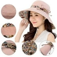 thumbnail image 4 of SPRING PARK Women Summer Double Side Floral Solid Color Beach Travel Bowknot Wide Brim Sun Hat Reversible Foldable Cap, 4 of 7