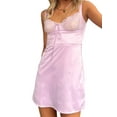 thumbnail image 4 of xiaxaixu Femmes Bretelles Spaghetti Sans Manches Mini Robe d'Été Dentelle Florale Patchwork Bandage V-Cou Robe de Soirée pour Cocktail, 4 of 9