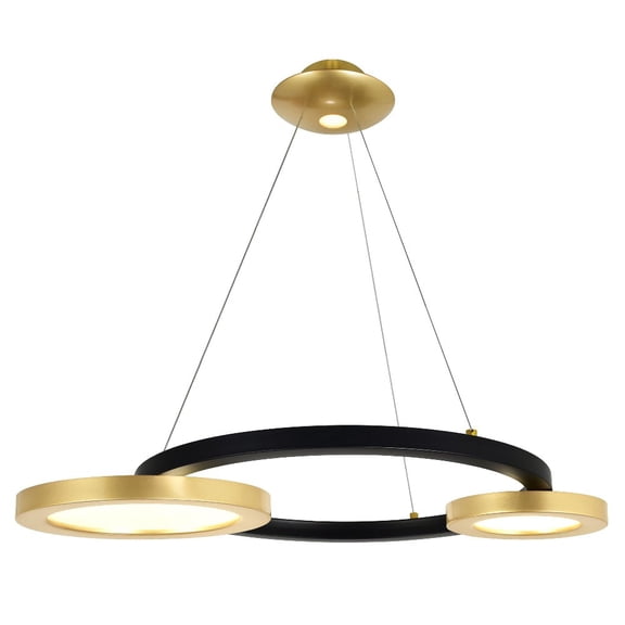 CWI Lighting Deux Lunes Contemporary Metal LED Chandelier in Black/Brass