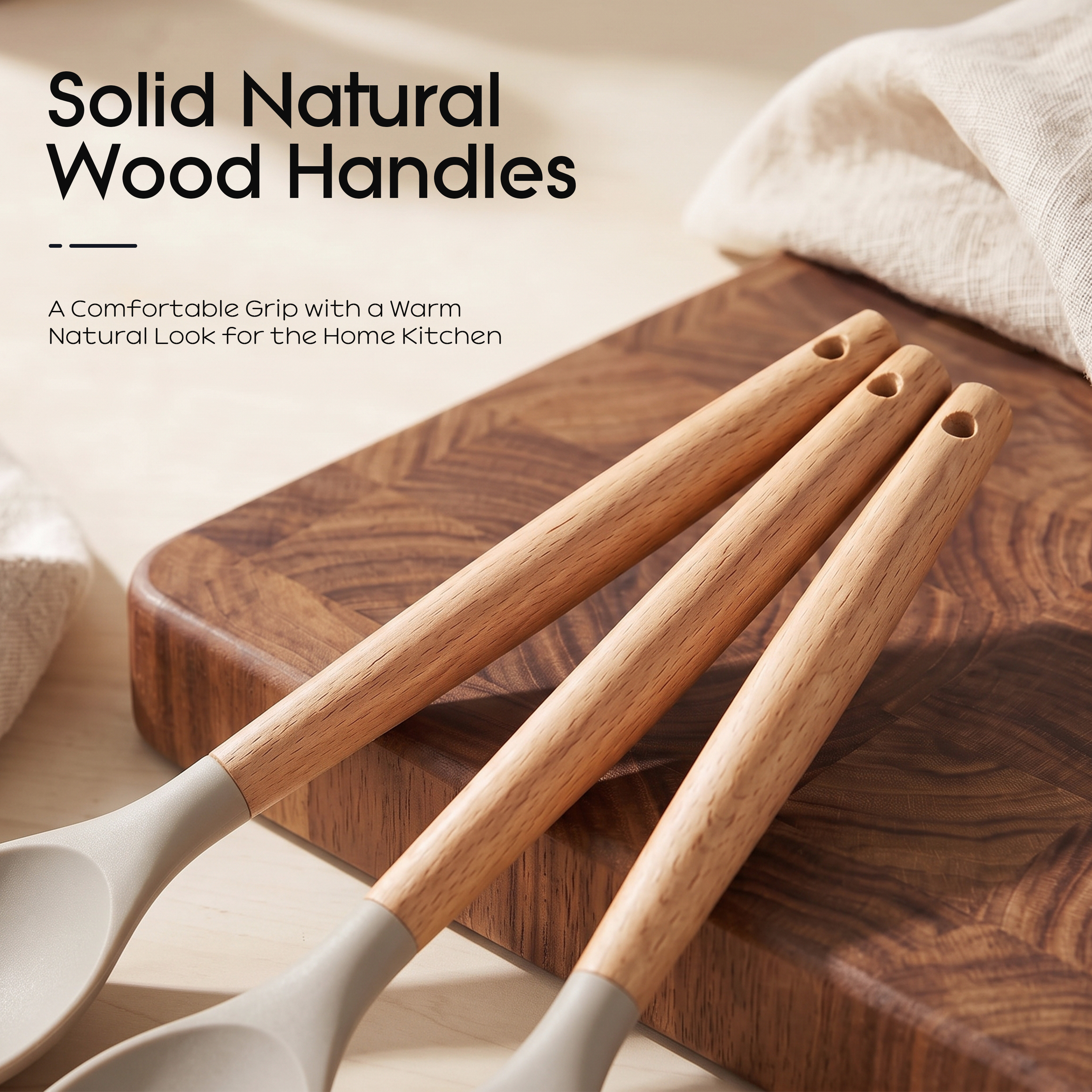 oannao 14-Piece Silicone Cooking Utensils Set With Wooden Handles photo 3