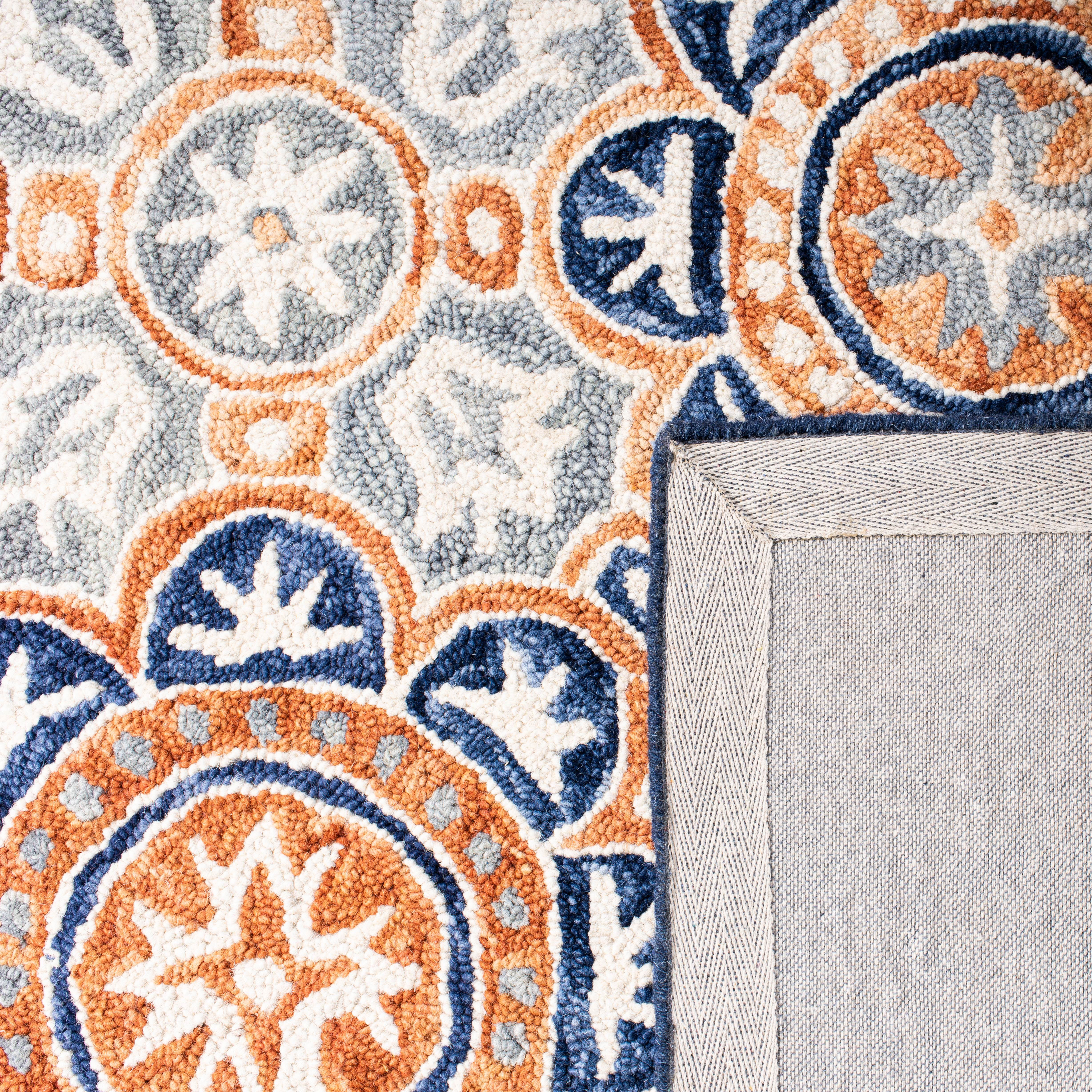 SAFAVIEH Micro-Loop Kingston Medallion Area Rug, Brown/Blue, 8' x 10'