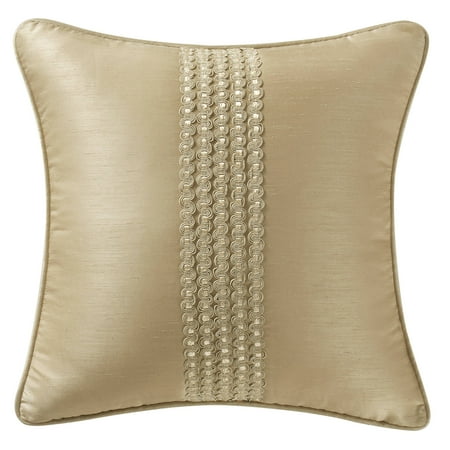 Marquis By Waterford 10 Inch - Marquis by Waterford Isabella gold face with delicate grimp trimming 16x16 Decorative Pillow
