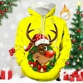 thumbnail image 2 of Fiaer Men's Hoodie Christmas Trendy Oversized Reindeer Printed Hooded Sweatshirts Long Sleeve Baggy Pocket Xmas Tops Yellow XL, 2 of 3