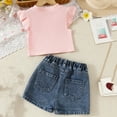 thumbnail image 4 of Cute Outfits for Girls Knit Embroidery Fly Sleeve T Shirts and Jean Shorts Summer Vacation Beach Girls Clothes Size 2-8, 4 of 5