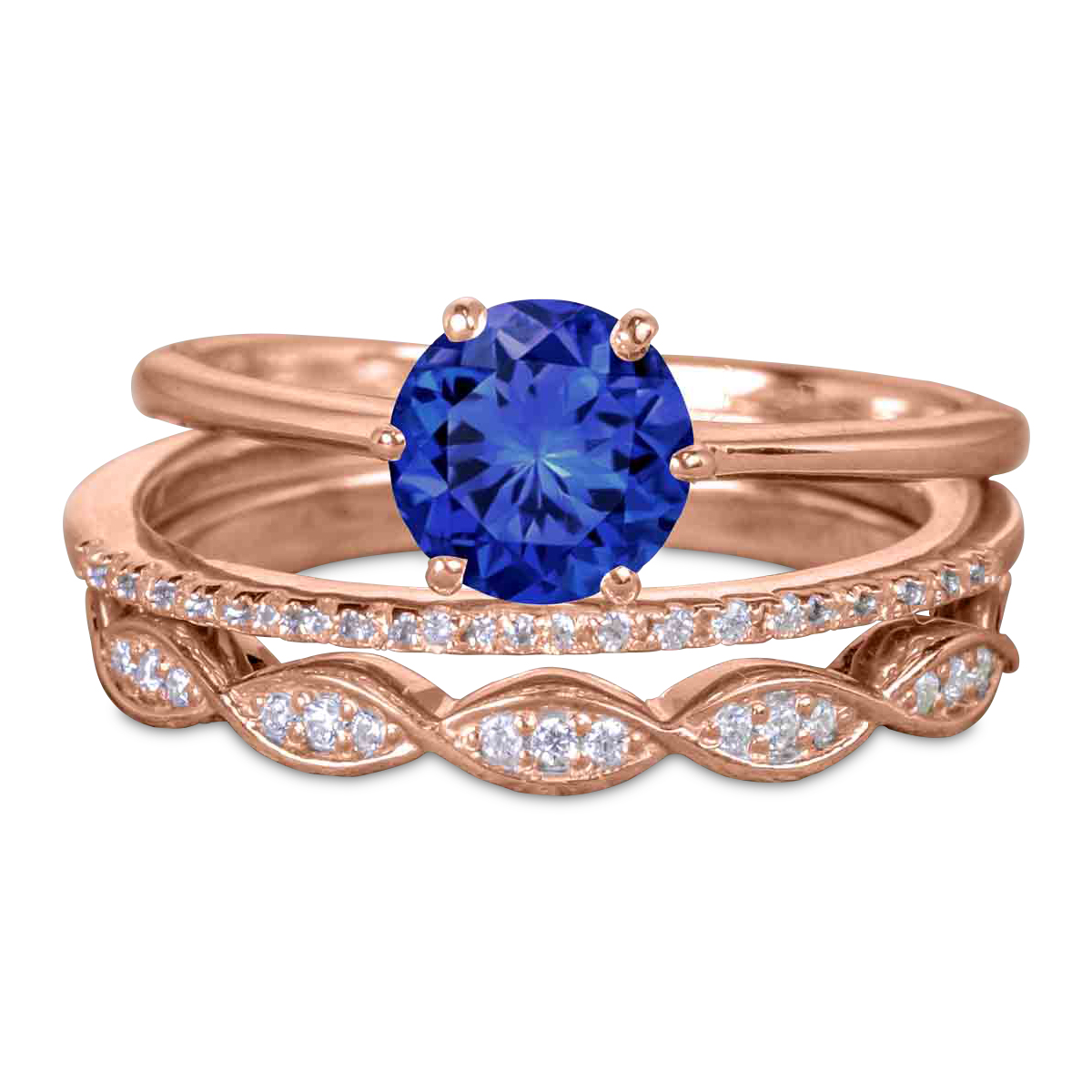 Rose Blue Sapphire Cz Statement Ring