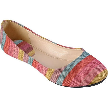 Brinley Co. - Brinley Co Women's Multi-color Striped Ballet Flats ...