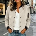 thumbnail image 3 of WAGUTH Bomber Jacket for Women Long Sleeve Button Down Suede Texture Casual Jacket Lightweight Spring Fashion Coats with Pockets, 3 of 5