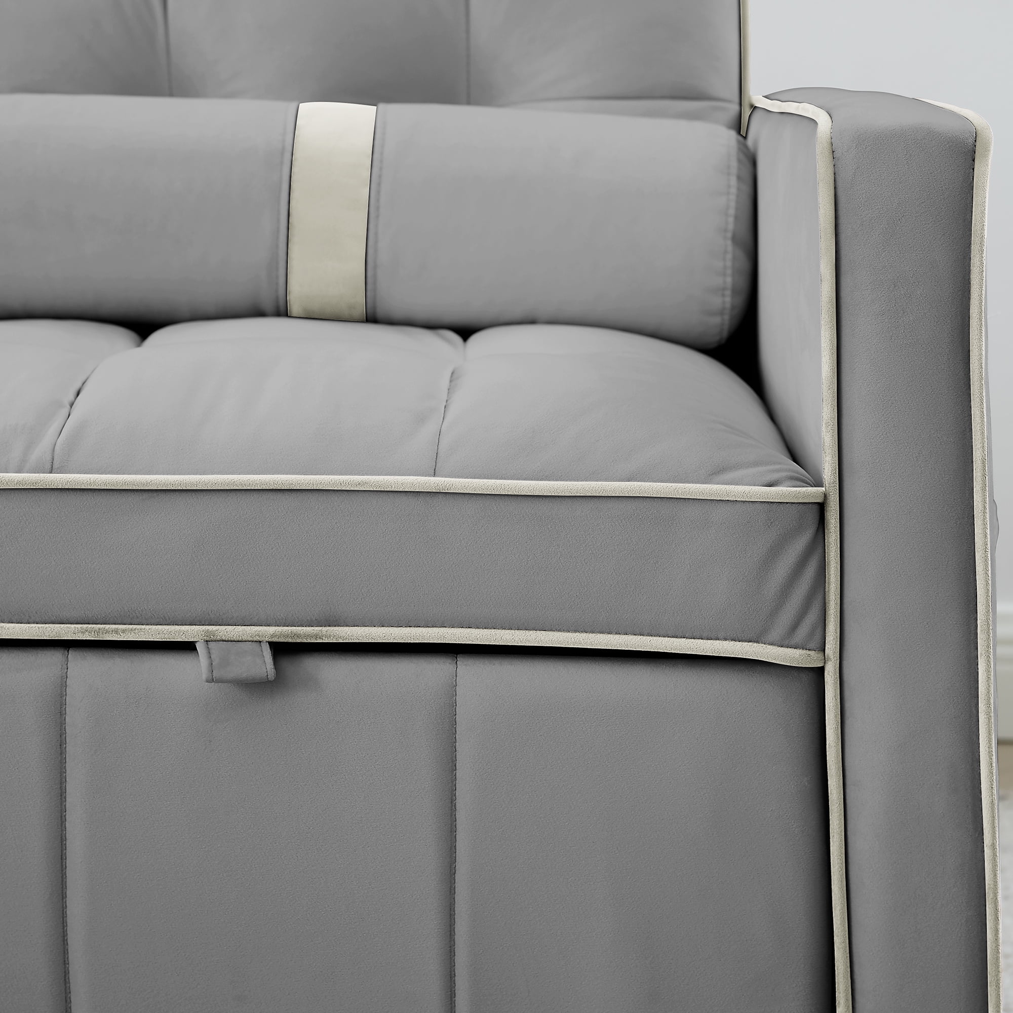 Aukfa Pull Out , Tufted Convertible Sleeper Sofa Sofa for Home Office, Velvet, Gray