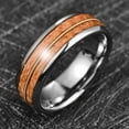 thumbnail image 2 of 8MM Tungsten Rings for Men Guitar Strings and Koa Wood Inlay Wedding Band High Polished Edge Comfort Fit Size 7-12, 2 of 5