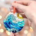 thumbnail image 4 of Wave Suncatcher Ornament, Ocean Beach Glass Suncatcher, Coastal Decor, Sea Sunset Glass Art, Blue Ocean Wave Decor, Gift for Sea Lover, Ornament 2025, Holiday 2025, Seasonal, 4 of 5