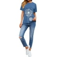 thumbnail image 6 of QAFOPEH Women Dandelion Graphic Printing Round Neck Short Sleeve Top, 6 of 6