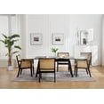thumbnail image 4 of Guyou Rattan Dining Chairs Set of 2, Mid Century Modern Linen Upholstered Dining Room Armchairs, Farmhouse Wooden Kitchen Chairs with Cane Back and Black Hardwood Frame for Living Room, Beige, 4 of 10