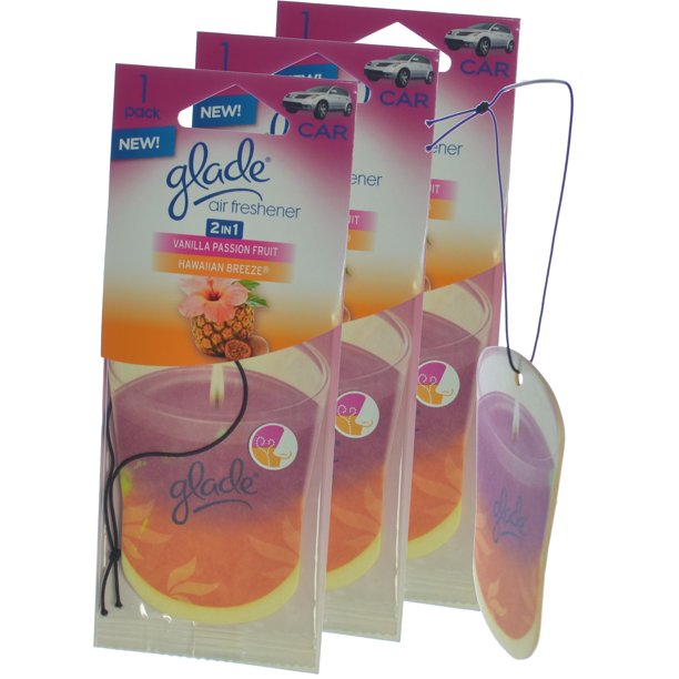 Glade Candle Design Car Air Freshener, Vanilla Passion Fruit & Hawaiian