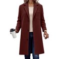 thumbnail image 2 of Tqcoqu Women's Coat Fall Winter Casual Single Breasted Overcoat Mid-Length Notched Lapel Coat, 2 of 9