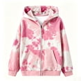 thumbnail image 2 of Girls Boys Zip Up Hoodies Sweatshirt Casual Full Zip Up Printed Long Sleeve Warm Uniform Jacket Fall Winter Fashion Coat with Pockets Pink 5-6 Years, 2 of 6