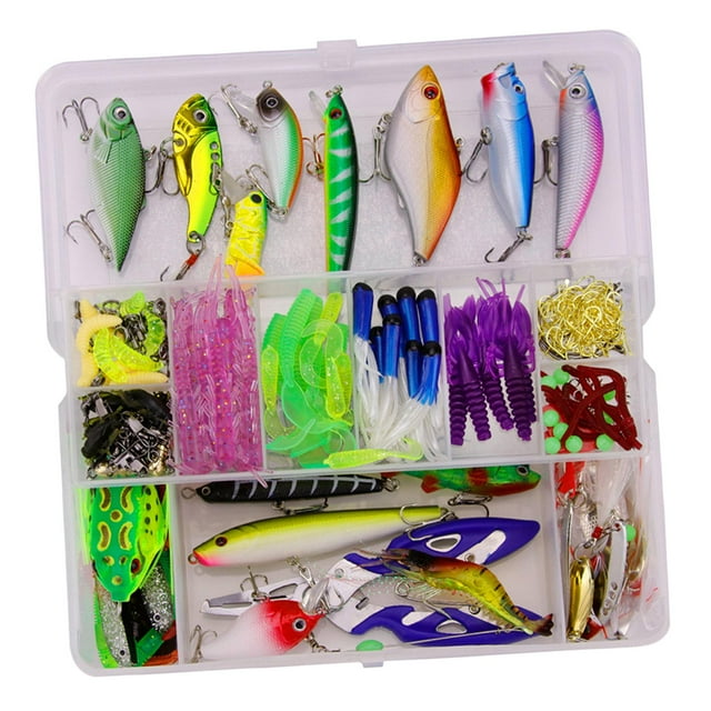 de 300 señuelos de pesca que incluyen , langosta, señuelos Señuelos de pesca suaves Señuelos de metal duro Crank Popper Minnow Pencil