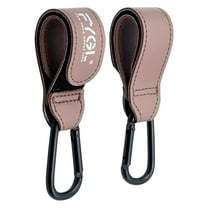 FYGL Stroller Hooks - Leather Buggy Clips, Easy Attachment, Universal Stroller Clips and Hooks, 2 Pack, Oak Red