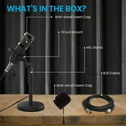 iDance Cardioid XLR Condenser Microphone Kit, Plug & Play Professional Studio Recording Microphone for Podcast, Gaming, USB Condenser Microphone, Broadcasting Microphone Kit